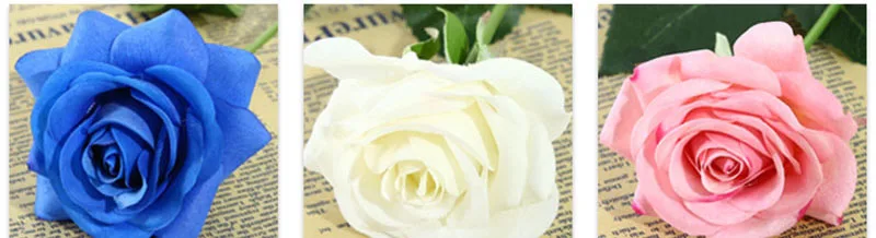 Flone Artificial Silk Really Touch Moisturizing Blue Rose Flower Branch Pink White Red Rose For Wedding Wall Home Decoration Art (14)