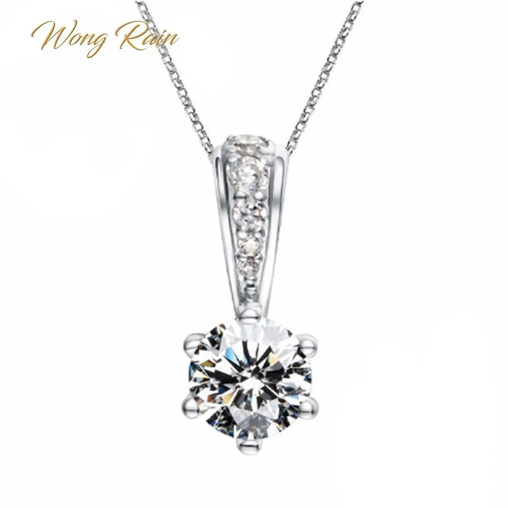 Wong Rain Classic 100% Серебро 925 пробы колье с кулоном из моисанита юбилейная Свадьба