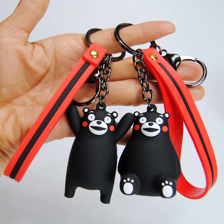 

Cute Cartoon Kumamon Bear Animal Waistband Keychain Key Chain Women Key Ring Chains Car Bag Charm Kids Toys D217