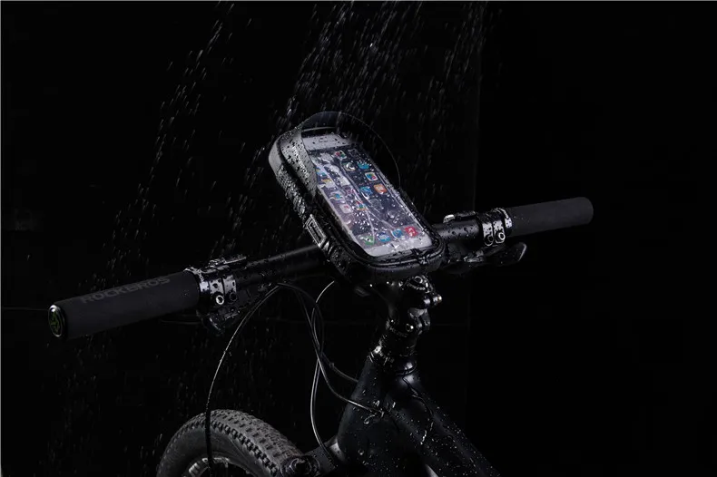 Clearance ROCKBROS Cycling Front Bag Bike Phone Mount Bicycle Holder Case MTB Handlebar Cradle 360 Degrees Rotatable Phone Bag 6.0 inch 13