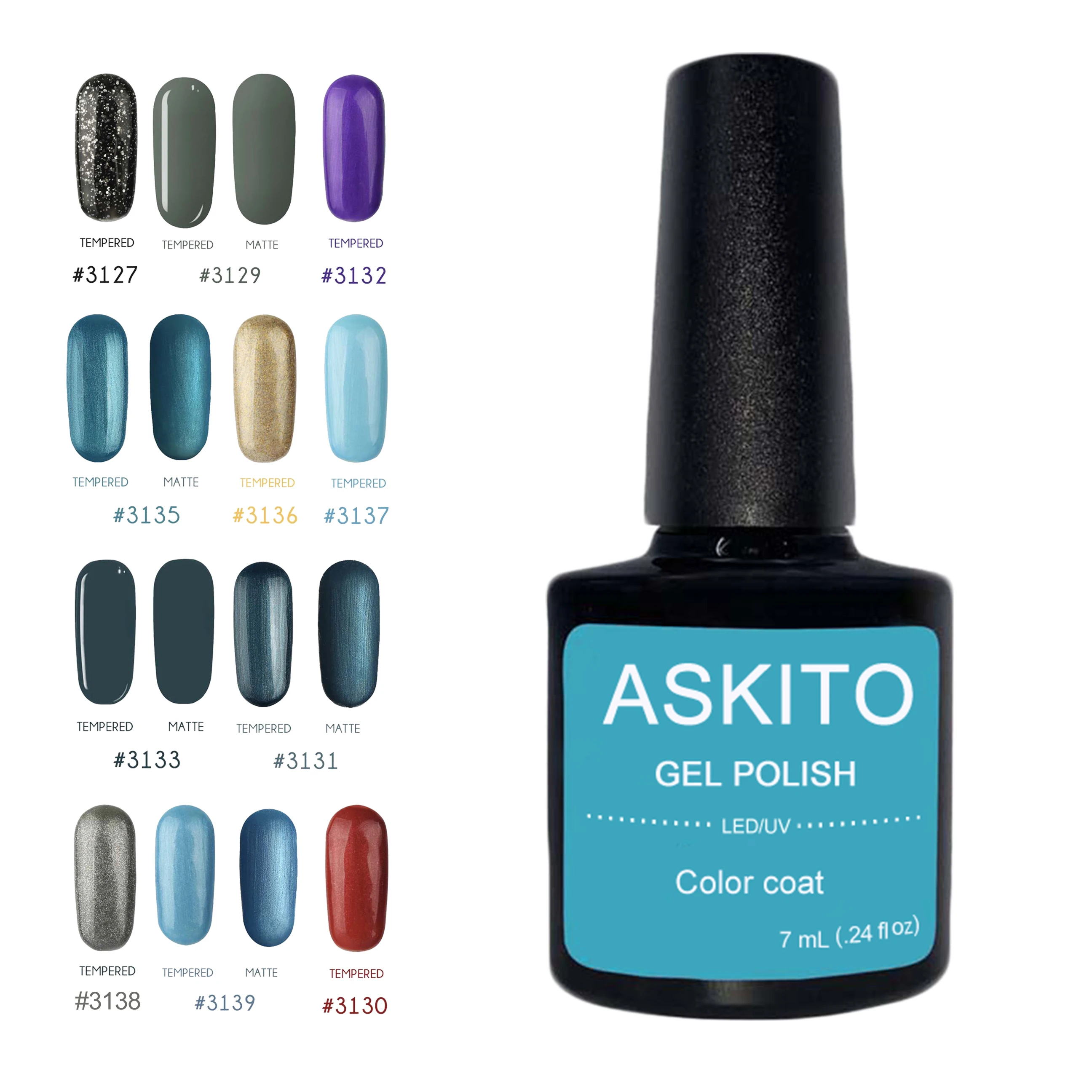 

ASKITO Professional Color Nails Top Coat 7 ml Popular nail polish Art Soak off Glitter or Matte Top UV Nail poly Gel polishs