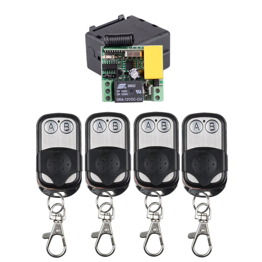 

AC 220V 1CH 10A RF Wireless Remote Control Relay Switch Light System 433Mhz/315Mhz Receiver + 2Button Metal Protect Transmitter