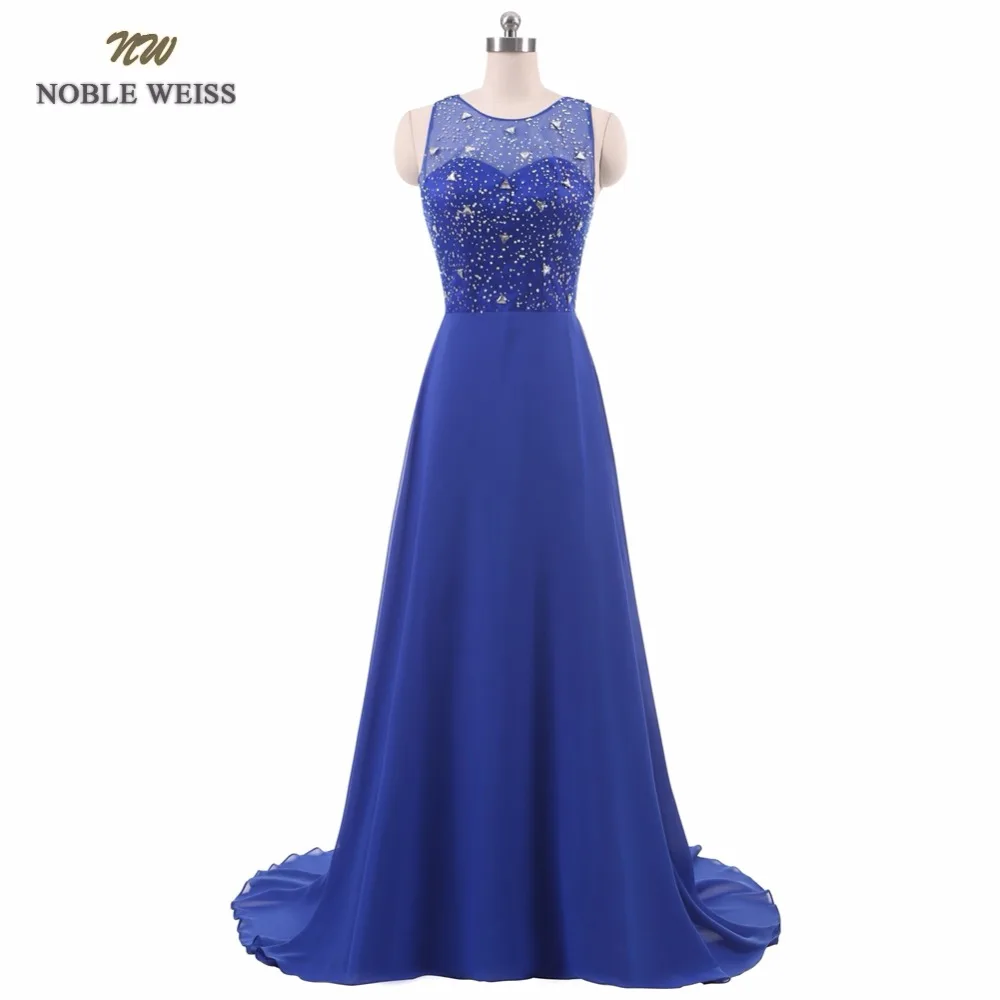 

NOBLE WEISS Sexy Long Evening Dress Party Elegant 2019 Handmade Beadings A-Line Chiffon Prom Gowns Free Shipping