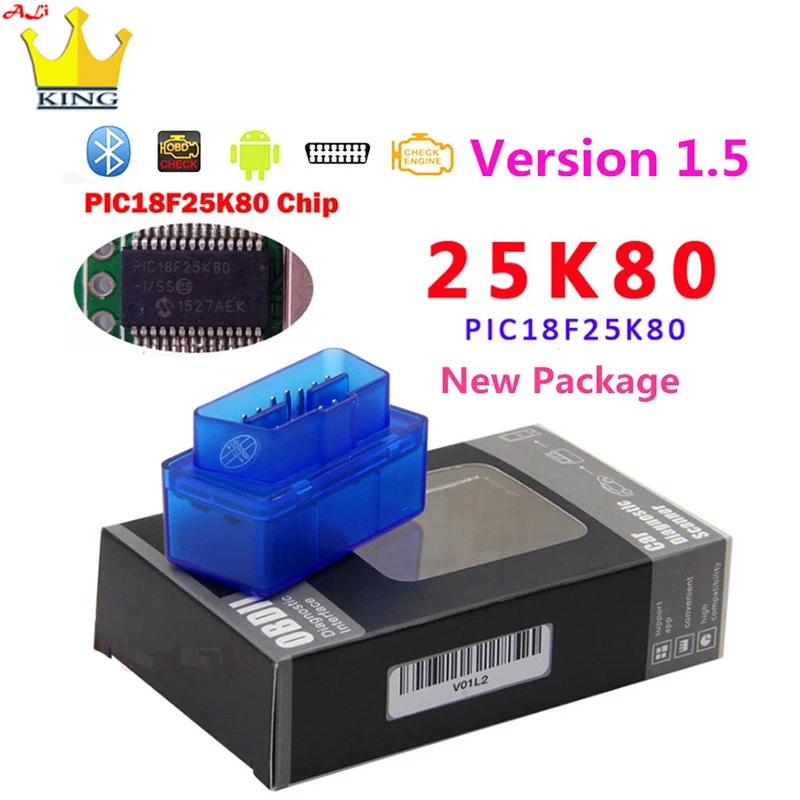 Супер Мини ELM327 Bluetooth V1.5 25K80 чип OBD2 диагностический инструмент Bluetooth ELM 327 V2.1 для Android/Symbian автоматический сканер