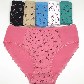

Lot of 60 2XL 3XL 4XL Heart High Rise Lady Panties Spandex Laced Cotton Mama Size Brief Big Size Women Underwear Wholesale Pants