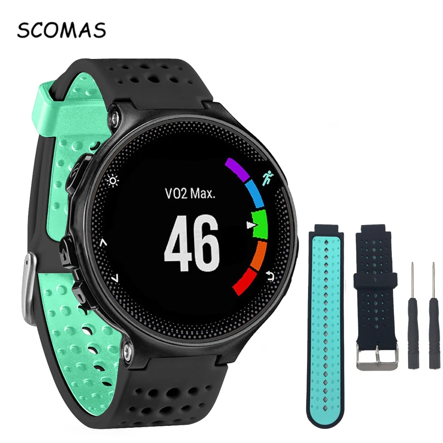 

SCOMAS Universal Soft Silicone Replacement Strap Smart Watch Band For Garmin Forerunner 220 230 235 620 630 735 With Free Tools