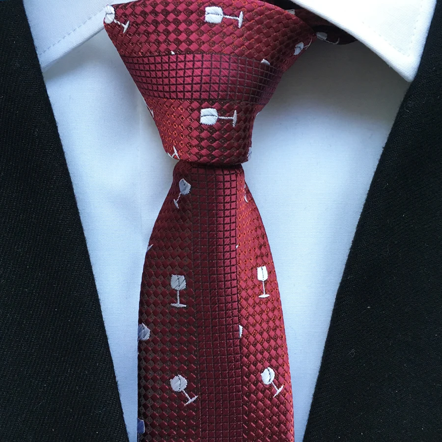 Новые дизайнерские галстук джентльмена личности галстук бордовый с белое вино очки для нарядная одежда, Бесплатная доставка