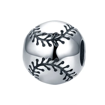 

ZMZY Sport Collection Real 925 Sterling Silver Sport Baseball Round Ball Charm Beads Fit Pandora Bracelet DIY Jewelry Gift