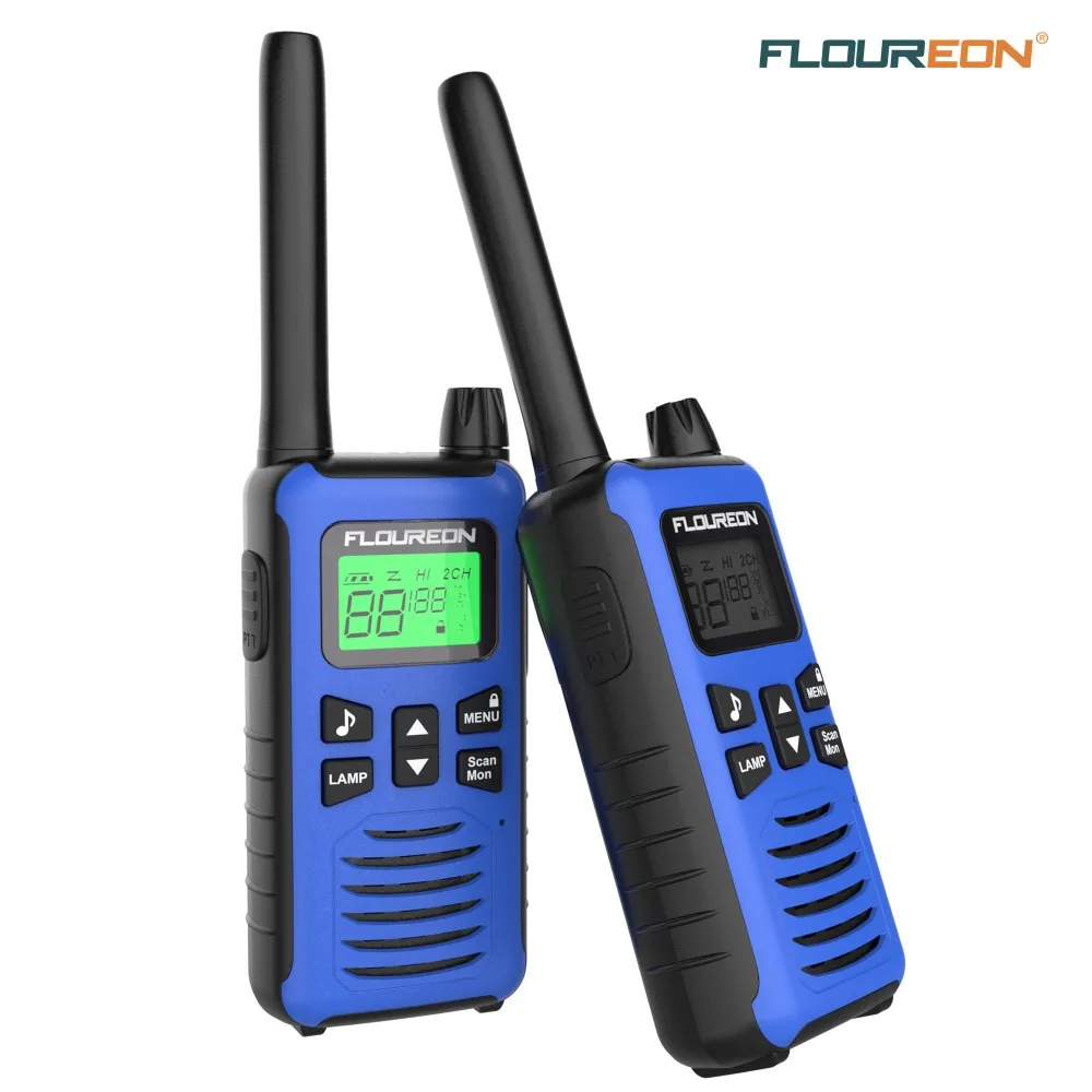 

FLOUREON 16 Channel Twins Walkie Talkies PMR 446MHZ Two Way Radio Up to 5000Meters/3.1Miles Range Handheld Interphone Blue UK/EU