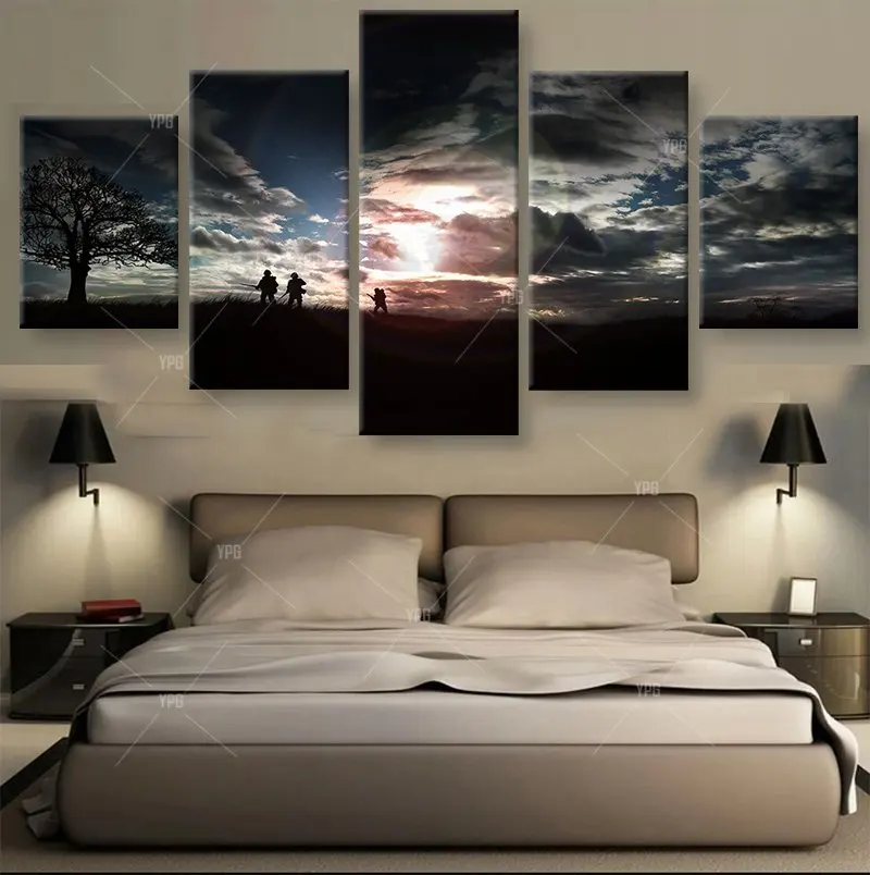 5 Panels Hot Soldiers Poster Pictures Modern Home Decoration