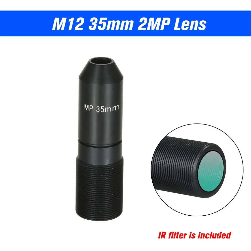 

HD 2.0 Megapixel 35mm Pinhole Lens for Action Cameras M12 Mount Image Format 1/2.7" Aperture F1.6 Viewing Angle 9.6 Degree