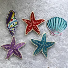 Пользовательские Раковина Морская звезда Вышивка тканевая наклейка diy Одежда заполняет отверстие декоративные клейкие нашивки для вышивки
