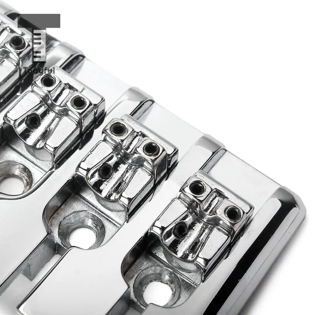 Tooyful Chrome Zinc Alloy L Shape 5 String Bass Bridge with Screws Wrench for Electric Bass Guitar Parts