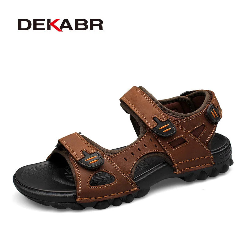 1353.59 руб. 40% СКИДКА|Мужские пляжные сандалии гладиаторы DEKABR, уличная обувь из натуральной кожи в римском стиле, повседневные шлепанцы, большие размеры 38 48, лето 2019-in Мужские сандалии from Обувь on Aliexpress.com | Alibaba Group