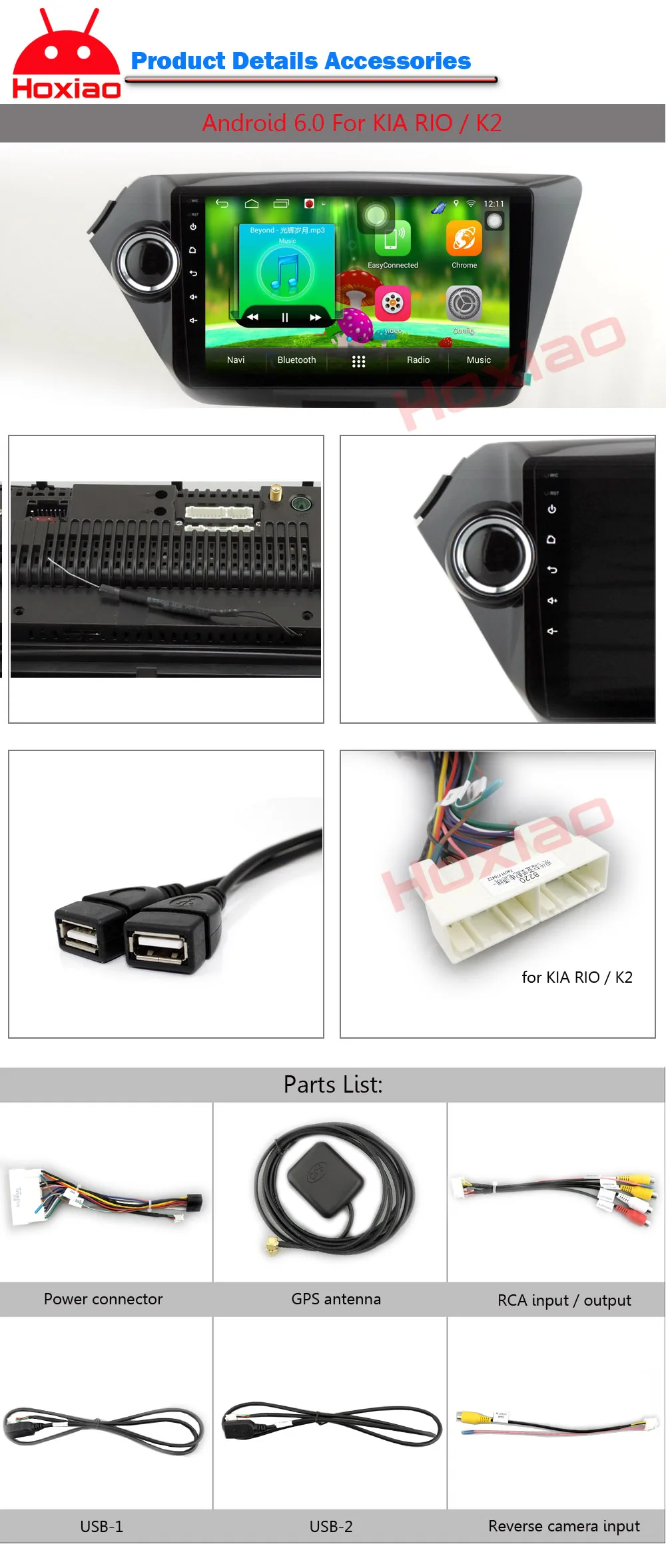 Sale Car Android GPS DVD Player For KIA RIO K2 2010 2011 2012 2013 2014 2015  9" 2 din car radio Video Player 2Din Navigation 22