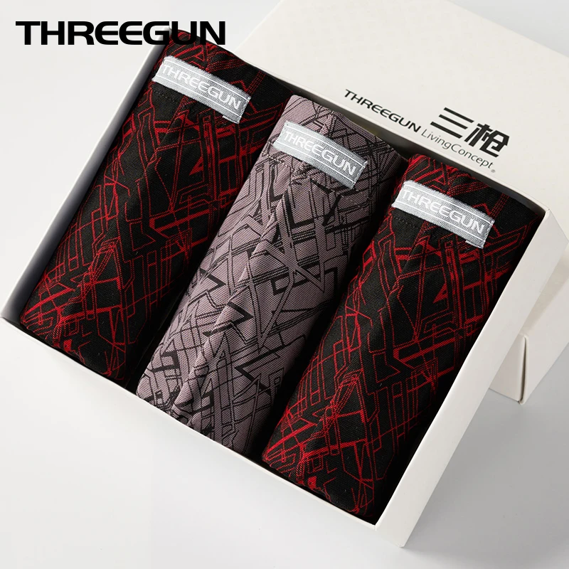 THREEGUN 3 шт./лот мужские забавные дышащие сетчатые полые Боксеры Шорты ледяной шелк