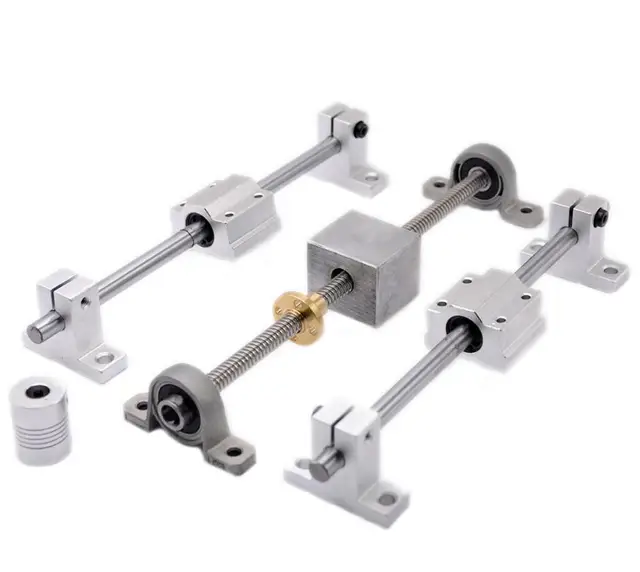 qfkj Linear Guides 3D Printer T8 Lead Screw 250 300 350 400 450 500 550 600 650 700 750 800mm KP08 KFL08 nut housing Lead Screw Set with Coupler Transmission qfkj Linear Guides 3D Printer T8 Lead Screw 250 300 350 400 450 500 550 600 650 700 750 800mm KP08 KFL08 nut housing Lead Screw Set with Coupler Transmission