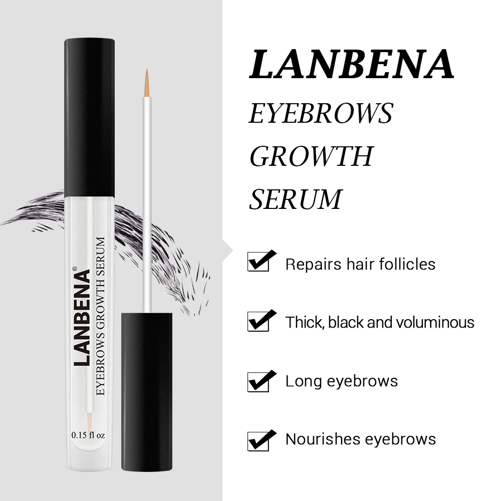 LANBENA مصل نمو الحاجب أطول أكمل سمكا يغذي الحاجب محسن رمش سريع قوية نمو الشعر المكياج الجمال