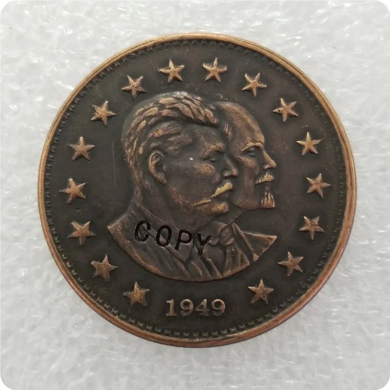 1 рубль 1949 профиль Ленина и Сталина памятные монеты-копия монет медаль коллекционные монеты - Цвет: Antique Copper