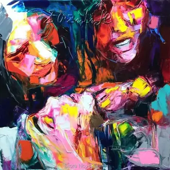 

Palette knife painting portrait Palette knife Face Oil painting Impasto figure on canvas Hand painted Francoise Nielly 15-20