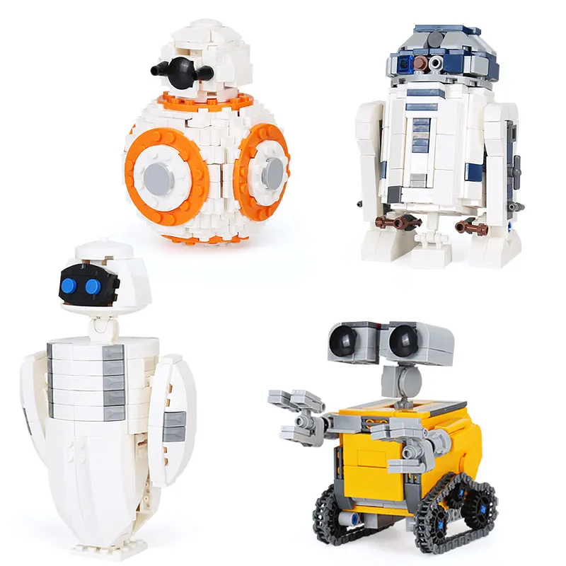 

1074Pcs WallE Eva BB-8 R2D2 4 Robots In 1 Set STAR Movie WARS Building Blocks Toys DIY Kid's Christmas Gifts Fit Legoness Set