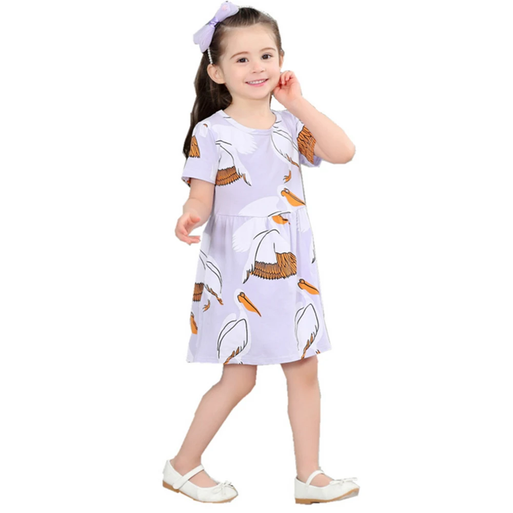 

2018 New Baby Girl's Dress Red Crowned Crane Princess Cotton Dress Infant Toddler Kids Dress For Girs Children Clothing