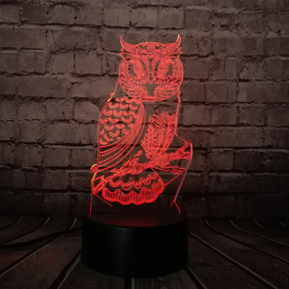 Kawaii 3D ночной Светильник с изображением совы, 7 цветов, светодиодный Настольный светильник, художественный домашний декор для детской спальни, декор для сна, подарки для праздников и вечеринок