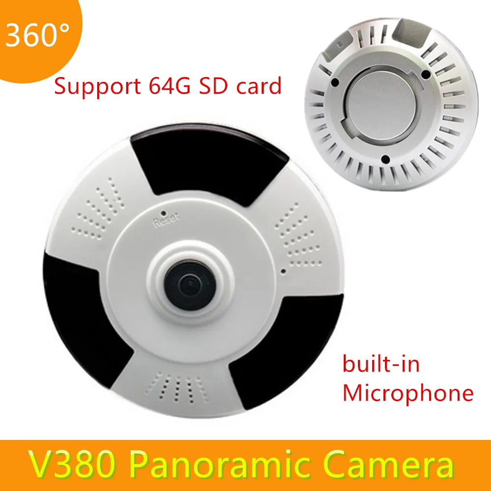 

V380 Panoramic Wireless Wifi Camera support 64G TF card Two way voice built-in Microphone day and night monitor Security camera
