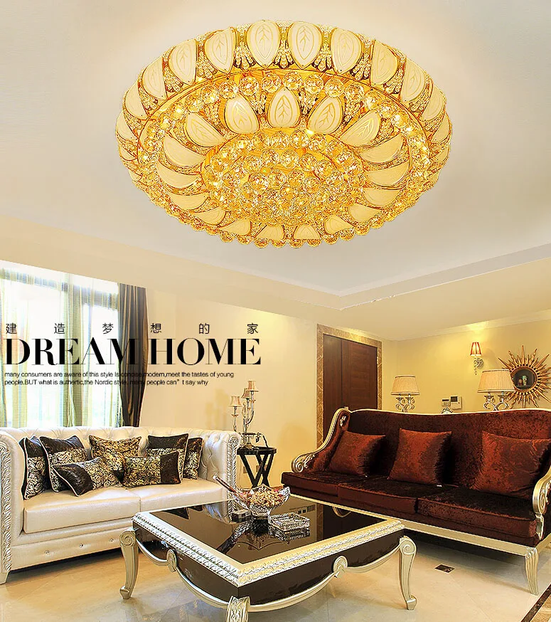 

Modern Round Crystal Ceiling Light Bedroom / Living Room Interior Ceiling Lamps Home Decorative Lighting