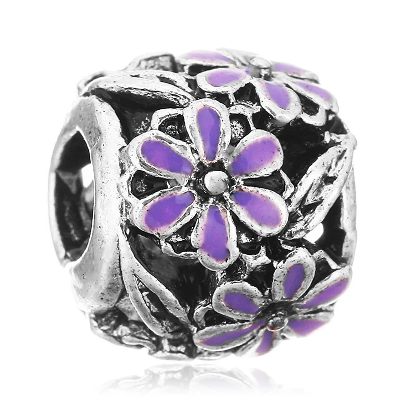 Buy Free shipping 1PC Silver Purple Enamel Daisy