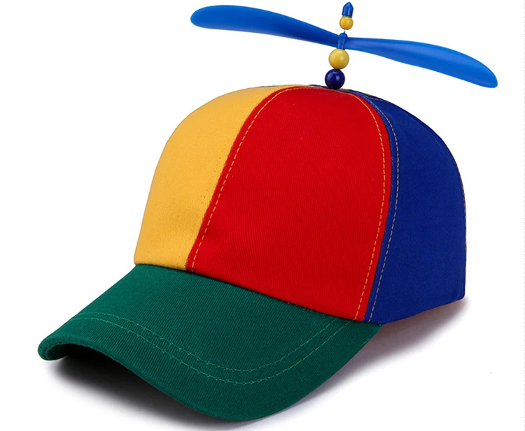 Летняя детская и взрослая Регулируемая бейсбольная кепка с пропеллером, топ со стрекозой, многоцветные Лоскутные Забавные милые бейсболки эластичные для мальчиков и девочек