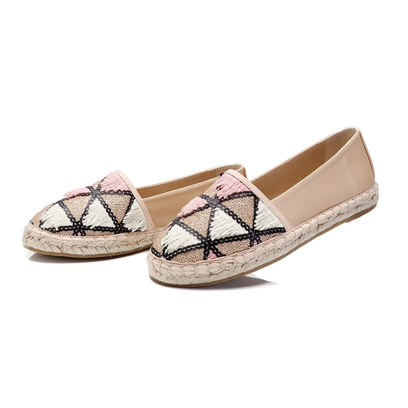 Women Loafer Flat Shoes 2018 Leather Tassel Loafers Ladies Espadrilles Women Shoes Slip On Summer Fringe Shoes Hemp Shoes Women