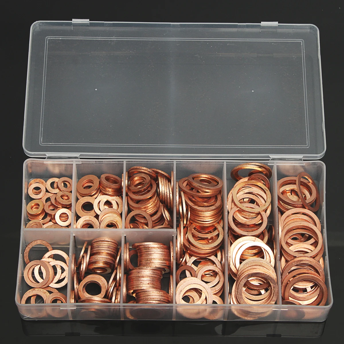 

400PCS Metric Copper Washer Assortment Kit Mechanic Electrician Sump Plug Auto M6 M10 M12 M14 M16 M18 M20 M22 with Case Wsahers