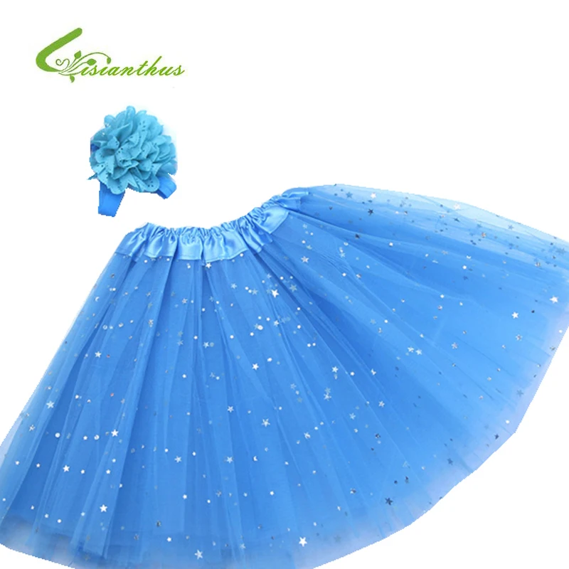 

Girls Tutu Skirt Children Star Glitter Dance Skirt Sequin with 3 Layers Tulle Baby Girl Pettiskrit+ Headband 2Pcs Girls Skirt
