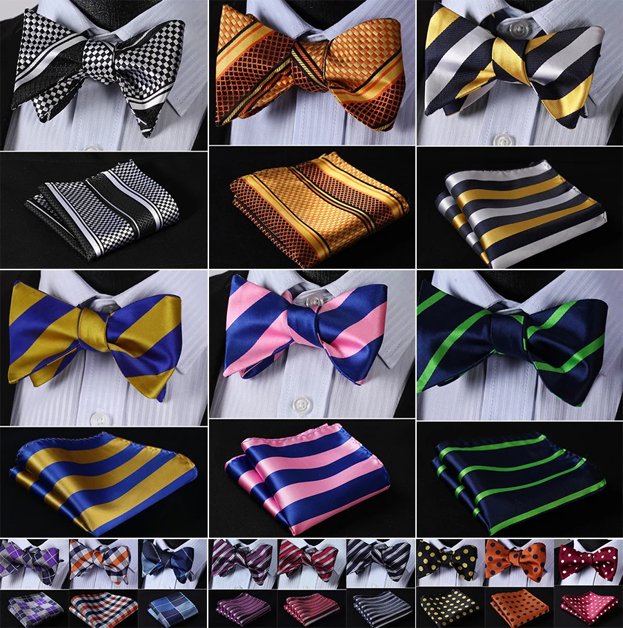 HISDERN Solid White 6 Clips Suspenders and Bow Tie Set Y Shape Adjustable Braces