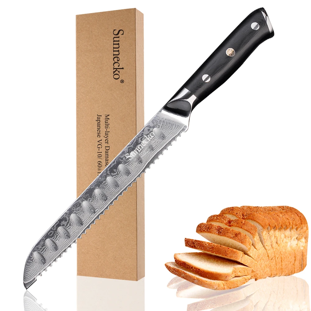 SUNNECKO Damascus Chef Santoku Универсальный нож для обрезки хлеба VG10 японский нарезки стали G10