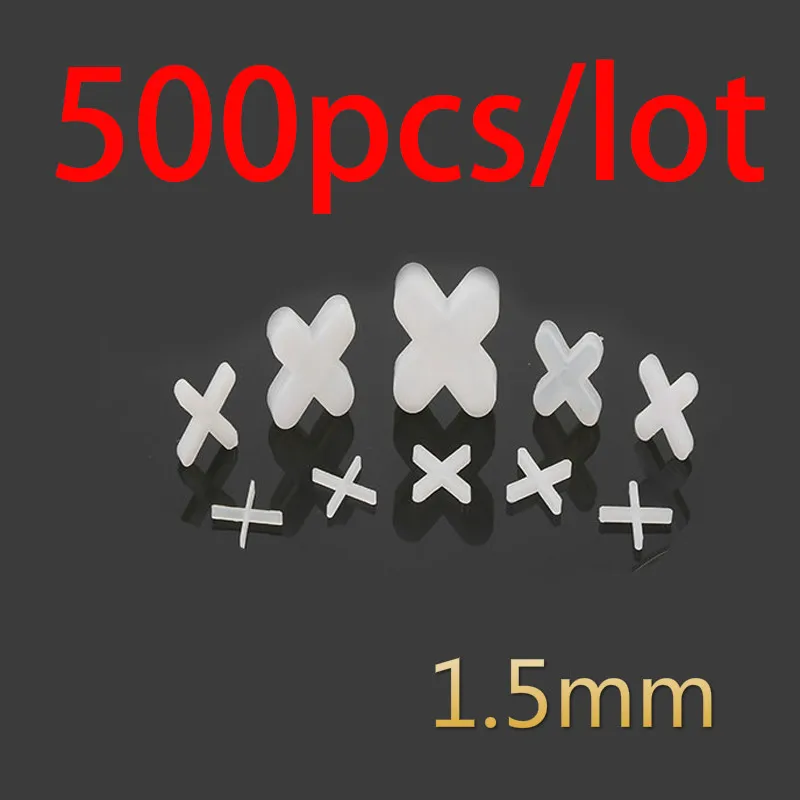 

500pcs Tile Spacer Cross Plastic 1.5mm Tiling Ceramic Tilers Plumbers White Cross Clips Tile Leveling System