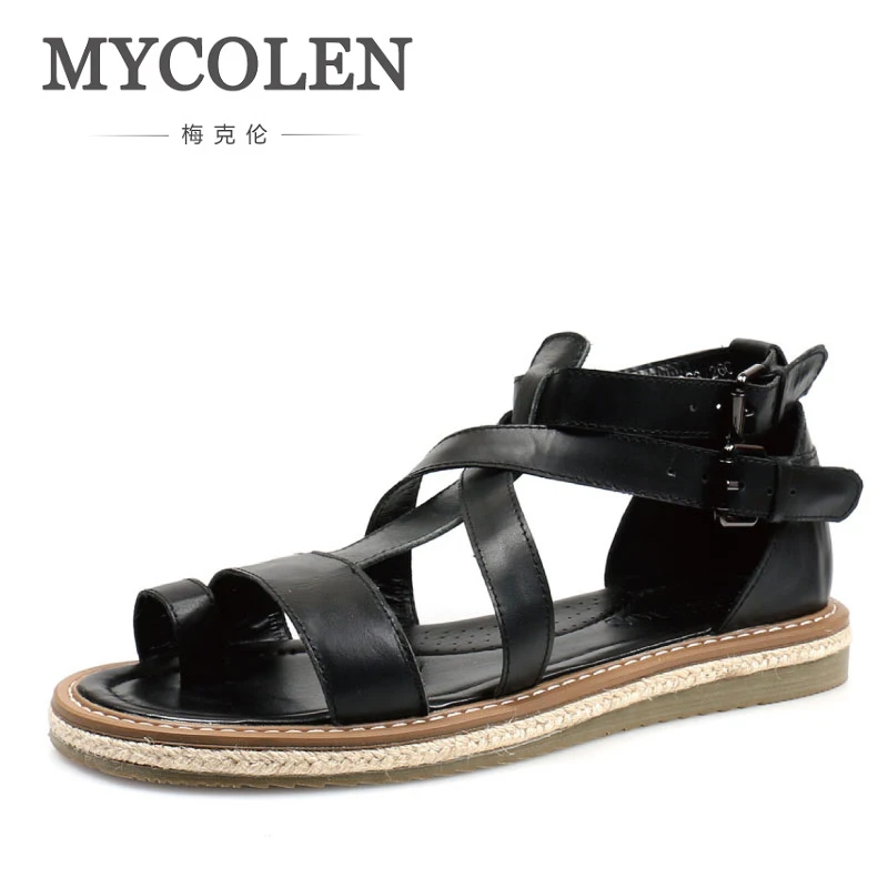 

MYCOLEN Outdoors Men Sandals Leather Luxury Designers Men Flats Beach Sandals Brand Men Casual Shoes Slippers Men'S Sandals