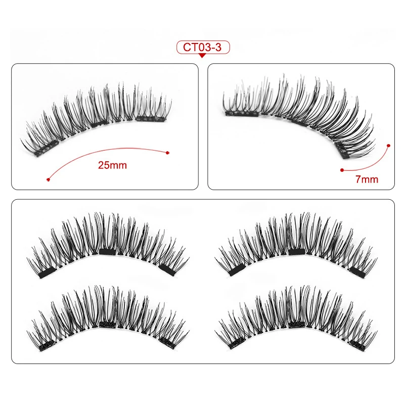 

New Brand Magnetic Eyelashes with 3 Magnets 100% Handmade 3D Mink Magnetic Lashes Natural Long False Eyelashes Magnet Lashes