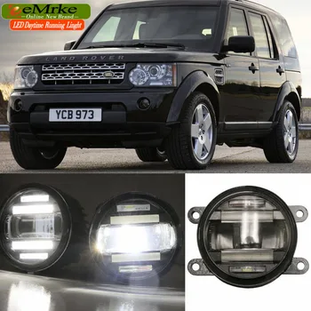 

eeMrke Car Styling For Land Rover DISCOVERY 4 LR4 LA 2010-2013 2 in 1 LED Fog Lights Lamp DRL With Lens Daytime Running Lights