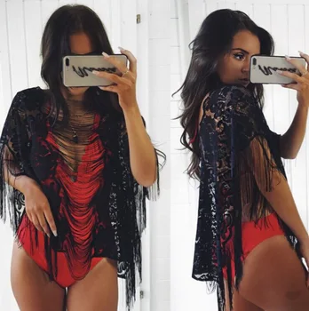 

2019 Summer Beach Dress Black Mesh Cover Up Women Crochet Bikini Cover Ups Swimwear Bathing Suit Swimsuit Beachdress