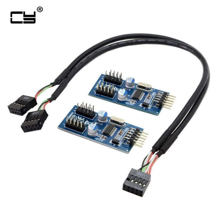 

9-контактный разъем USB 2,0 от 1 до 2 / 4 розеток Удлинительный кабель концентратор Соединительный адаптер Порт Multilier