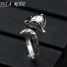 Fyla Mode Trendy Cute Silver Fox Ring for Women 925 Sterling-Silver Animal Finger Ring Fine Jewelry 2017 New Year Gifts