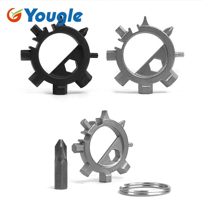 

YOUGLE Mini EDC Pocket 12 in 1 Screwdriver Phillips Slot Hexagon Bottle Opener Keychain outdoor tools