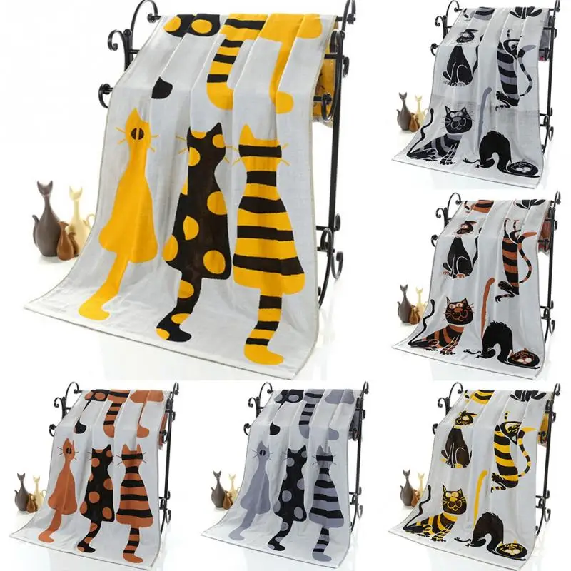 

Cute Cat Cotton Gauze Cartoon Adult Bath Towel Home Textile 3 Layers 70*140cm Towel Bathrobe Camping Sport Beach Towel