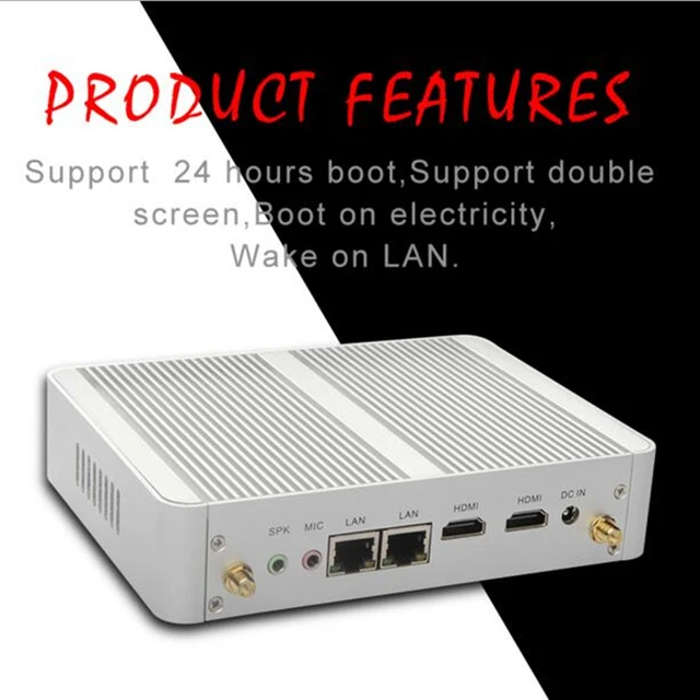 Eglobal Nuc Fanless Mini PC Windows 10 AES-NI pfSense OpenVPN Barebone Computer Intel N3150 Quad Core Max 2.08GHz 2*Lans 2*HDMI