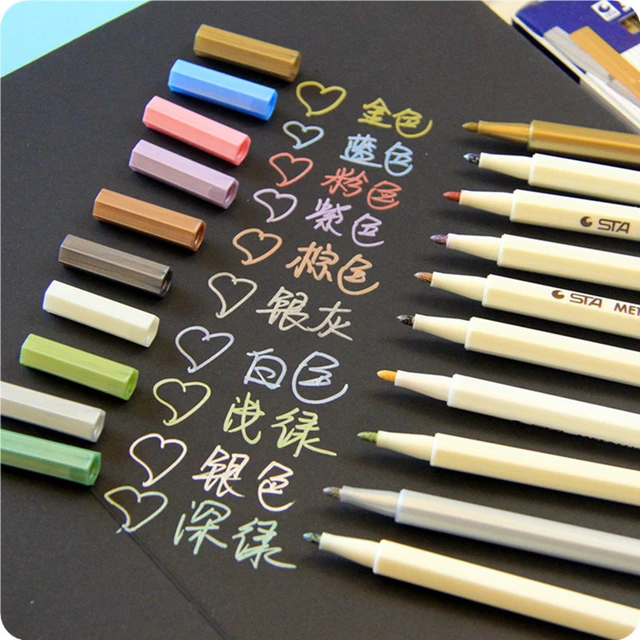 10PCS Medium Tip Metallic Marker Pens Set for Black Paper, Rock Painting,  Scrapbooking Crafts, Card Making, Ceramics, DIY Photo - AliExpress