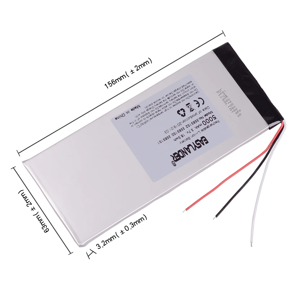 3263156 3.7V 5000Mah Ricaricabile Li-Polymer Li-Ion Batteria Per La Banca Di Potere Tablet Pc Chuwi Hi8 Hi8 Pro Xv8 3565150 Dvd