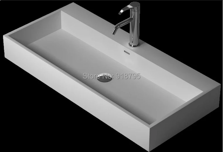 Bathroom Matt Solid Surface Stone Wash Sink Rectangular Under
