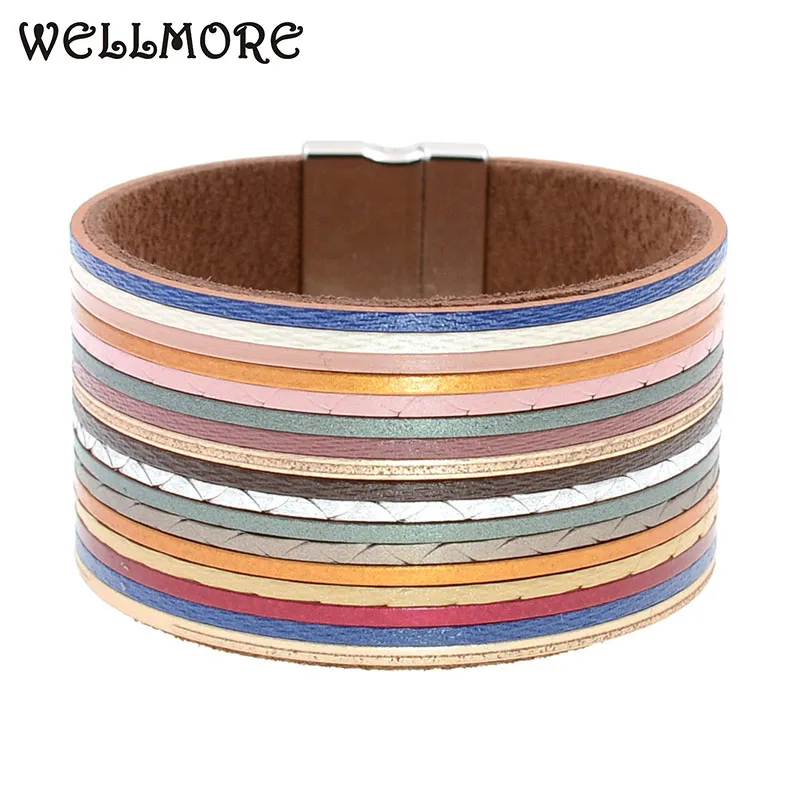

WELLMORE women bracelets multicolor leather bracelets charm bracelets for women jewelry wholesale drop shipping